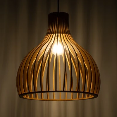 Boho Κρεμαστό Φωτιστικό SCANDINAVIA Μονόφωτο 1 x E27 Μπεζ Ξύλινο Πλέγμα Φ35 x Υ35cm GloboStar® SCANDINAVIA 01697 Μοντέρνο Κρεμαστό Φωτιστικό Πλέγμα Μονόφωτο 1 x E27 IP20 Μπεζ Ξύλο - Μ35 x Π35 x Υ35cm