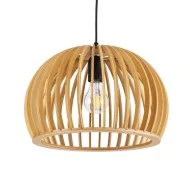 Boho Κρεμαστό Φωτιστικό SCANDINAVIA Μονόφωτο 1 x E27 Μπεζ Ξύλινο Πλέγμα Φ33 x Υ20cm
