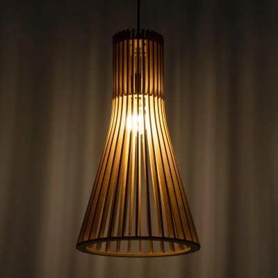 GloboStar® SCANDINAVIA 01700 Boho Κρεμαστό Φωτιστικό Πλέγμα Μονόφωτο 1 x E27 IP20 Μπεζ Ξύλο - Μ25 x Π25 x Y45cm