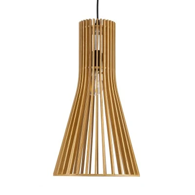 GloboStar® SCANDINAVIA 01700 Boho Κρεμαστό Φωτιστικό Πλέγμα Μονόφωτο 1 x E27 IP20 Μπεζ Ξύλο - Μ25 x Π25 x Y45cm