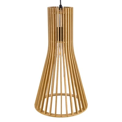 GloboStar® SCANDINAVIA 01700 Boho Κρεμαστό Φωτιστικό Πλέγμα Μονόφωτο 1 x E27 IP20 Μπεζ Ξύλο - Μ25 x Π25 x Y45cm