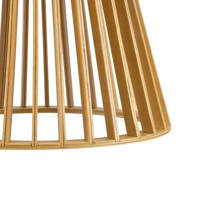GloboStar® SCANDINAVIA 01700 Boho Κρεμαστό Φωτιστικό Πλέγμα Μονόφωτο 1 x E27 IP20 Μπεζ Ξύλο - Μ25 x Π25 x Y45cm
