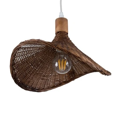 Μονόφωτο κρεμαστό φωτιστικό CUBA Vintage ξύλινο μπαμπού για μία λάμπα E27 AC 220-240V σε καφέ χρώμα Φ33 x Y25cm Μονόφωτο κρεμαστό φωτιστικό CUBA Vintage ξύλινο μπαμπού για μία λάμπα E27 AC 220-240V σε καφέ χρώμα Φ33 x Y25cm