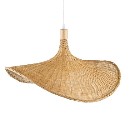 Boho Κρεμαστό Φωτιστικό Μονόφωτο 1 x E27 Μπεζ Ξύλινο Μπαμπού Φ63 x Y32cm GloboStar® CUBA 01721 Boho Κρεμαστό Φωτιστικό Ανάρτηση Μονόφωτο 1 x E27 IP20 Μπεζ Ξύλο - Μ63 x Π63 x Υ32cm