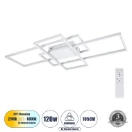 Φωτιστικό Οροφής Design LED QUADRA CCT 120W 14400lm 120° AC 220-240V - Εναλλαγή Φωτισμού μέσω Τηλεχειριστηρίου All In One Ψυχρό - Λευκό