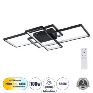 Φωτιστικό Οροφής Design LED CCT 100W 12000lm 120° AC 220-240V - Εναλλαγή Φωτισμού μέσω Τηλεχειριστηρίου All In One - Μαύρο