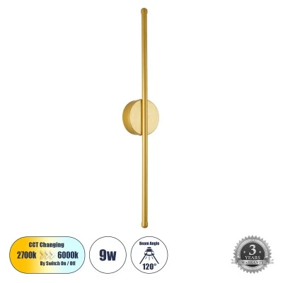 Μοντέρνα επιτοίχια απλίκα LED kelvo® DIADEM 9W 1080lm 120° AC 220-240V IP20 ρυθμιζόμενο λευκό CCT με εναλλαγή χρωμάτων 2700K/4500K/6000K σατινέ χρυσό βούρτσας 10x4x60cm 61330 Μοντέρνα επιτοίχια απλίκα LED kelvo® DIADEM 9W 1080lm 120° AC 220-240V IP20 ρυθμιζόμενο λευκό CCT με εναλλαγή χρωμάτων 2700K/4500K/6000K σατινέ χρυσό βούρτσας 10x4x60cm 61330