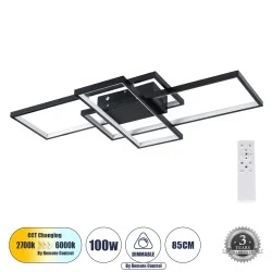 Φωτιστικό Οροφής Design LED CCT 100W 12000lm 120° AC 220-240V - Εναλλαγή Φωτισμού μέσω Τηλεχειριστηρίου All In One - Μαύρο