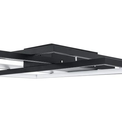GloboStar® QUADRA 61388 Φωτιστικό Οροφής Design LED CCT 120W 14400lm 120° AC 220-240V - Εναλλαγή Φωτισμού μέσω Τηλεχειριστηρίου All In One Ψυχρό 6000k+Φυσικό 4500k+Θερμό 2700k Dimmable Μ105 x Π60 x Υ9cm - Μαύρο - 3 Years Warranty
