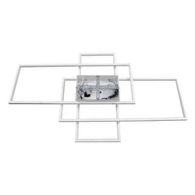 GloboStar® QUADRA 61389 Φωτιστικό Οροφής Design LED CCT 120W 14400lm 120° AC 220-240V - Εναλλαγή Φωτισμού μέσω Τηλεχειριστηρίου All In One Ψυχρό 6000k+Φυσικό 4500k+Θερμό 2700k Dimmable Μ105 x Π60 x Υ9cm - Λευκό - 3 Years Warranty