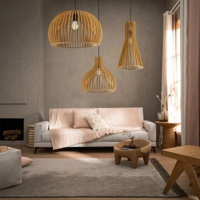 Boho Κρεμαστό Φωτιστικό SCANDINAVIA Μονόφωτο 1 x E27 Μπεζ Ξύλινο Πλέγμα Φ35 x Υ35cm GloboStar® SCANDINAVIA 01697 Μοντέρνο Κρεμαστό Φωτιστικό Πλέγμα Μονόφωτο 1 x E27 IP20 Μπεζ Ξύλο - Μ35 x Π35 x Υ35cm