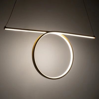 GloboStar® ROME 61297 Κρεμαστό Φωτιστικό Οροφής Linear Design LED CCT 24W 2640lm 200° AC 220-240V - Εναλλαγή Φωτισμού μέσω Διακόπτη On/Off All In One Ψυχρό 6000k+Φυσικό 4500k+Θερμό 2700k Μ65.5 x Π4 x Υ33cm - Χρυσό Βούρτσας - 3 Years Warranty