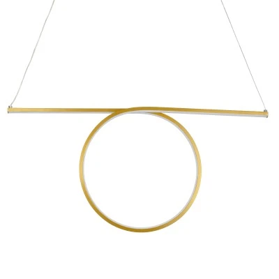 GloboStar® ROME 61297 Κρεμαστό Φωτιστικό Οροφής Linear Design LED CCT 24W 2640lm 200° AC 220-240V - Εναλλαγή Φωτισμού μέσω Διακόπτη On/Off All In One Ψυχρό 6000k+Φυσικό 4500k+Θερμό 2700k Μ65.5 x Π4 x Υ33cm - Χρυσό Βούρτσας - 3 Years Warranty