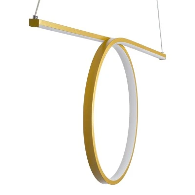 GloboStar® ROME 61297 Κρεμαστό Φωτιστικό Οροφής Linear Design LED CCT 24W 2640lm 200° AC 220-240V - Εναλλαγή Φωτισμού μέσω Διακόπτη On/Off All In One Ψυχρό 6000k+Φυσικό 4500k+Θερμό 2700k Μ65.5 x Π4 x Υ33cm - Χρυσό Βούρτσας - 3 Years Warranty