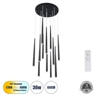 Κρεμαστό Φωτιστικό TEARS  Design LED CCT 36W 3960lm 180° AC 220-240V - Εναλλαγή Φωτισμού μέσω Τηλεχειριστηρίου All In One - Dimmable Φ60 x Υ51.5cm - Μαύρο