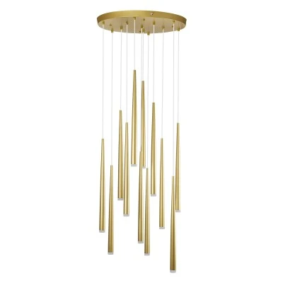 GloboStar® TEARS 61314 Κρεμαστό Φωτιστικό Οροφής Design LED CCT 36W 3960lm 180° AC 220-240V - Εναλλαγή Φωτισμού μέσω Τηλεχειριστηρίου All In One Ψυχρό 6000k+Φυσικό 4500k+Θερμό 2700k Dimmable Φ60 x Υ51.5cm - Χρυσό Βούρτσας - 3 Years Warranty