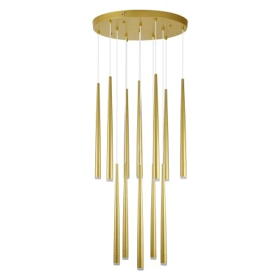 GloboStar® TEARS 61314 Κρεμαστό Φωτιστικό Οροφής Design LED CCT 36W 3960lm 180° AC 220-240V - Εναλλαγή Φωτισμού μέσω Τηλεχειριστηρίου All In One Ψυχρό 6000k+Φυσικό 4500k+Θερμό 2700k Dimmable Φ60 x Υ51.5cm - Χρυσό Βούρτσας - 3 Years Warranty