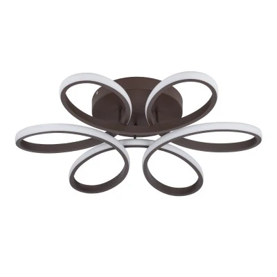 GloboStar® MARGARET 61402 Φωτιστικό Οροφής Design LED CCT 54W 6210lm 360° AC 220-240V - Εναλλαγή Φωτισμού μέσω Τηλεχειριστηρίου All In One Ψυχρό 6000k+Φυσικό 4500k+Θερμό 2700k Dimmable Φ57 x Υ12cm - Καφέ - 3 Years Warranty