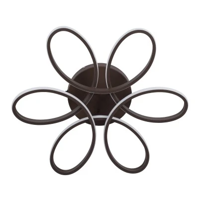 GloboStar® MARGARET 61402 Φωτιστικό Οροφής Design LED CCT 54W 6210lm 360° AC 220-240V - Εναλλαγή Φωτισμού μέσω Τηλεχειριστηρίου All In One Ψυχρό 6000k+Φυσικό 4500k+Θερμό 2700k Dimmable Φ57 x Υ12cm - Καφέ - 3 Years Warranty