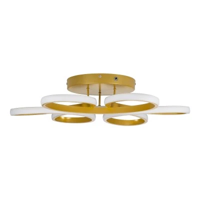 GloboStar® MARGARET 61403 Φωτιστικό Οροφής Design LED CCT 54W 6210lm 360° AC 220-240V - Εναλλαγή Φωτισμού μέσω Τηλεχειριστηρίου All In One Ψυχρό 6000k+Φυσικό 4500k+Θερμό 2700k Dimmable Φ57 x Υ12cm - Χρυσό Βούρτσας - 3 Years Warranty