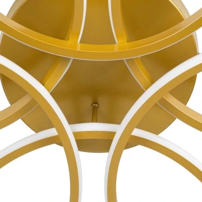 GloboStar® MARGARET 61403 Φωτιστικό Οροφής Design LED CCT 54W 6210lm 360° AC 220-240V - Εναλλαγή Φωτισμού μέσω Τηλεχειριστηρίου All In One Ψυχρό 6000k+Φυσικό 4500k+Θερμό 2700k Dimmable Φ57 x Υ12cm - Χρυσό Βούρτσας - 3 Years Warranty