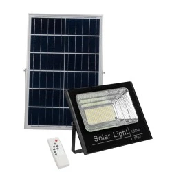 Αυτόνομος ηλιακός προβολέας LED SMD 100W ψυχρό φως 6000K 8000lm με μπαταρία 15000mAh, φωτοβολταϊκό πάνελ με αισθητήρα ημέρας-νύχτας IP66