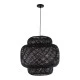 GloboStar® MALDIVES 00579 Boho Κρεμαστό Φωτιστικό Πλέγμα Μονόφωτο 1 x E27 IP20 Μαύρο Ξύλο - Μ56 x Π56 x Y54cm