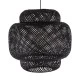 GloboStar® MALDIVES 00579 Boho Κρεμαστό Φωτιστικό Πλέγμα Μονόφωτο 1 x E27 IP20 Μαύρο Ξύλο - Μ56 x Π56 x Y54cm