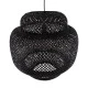 GloboStar® MALDIVES 00579 Boho Κρεμαστό Φωτιστικό Πλέγμα Μονόφωτο 1 x E27 IP20 Μαύρο Ξύλο - Μ56 x Π56 x Y54cm