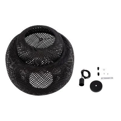 GloboStar® MALDIVES 00579 Boho Κρεμαστό Φωτιστικό Πλέγμα Μονόφωτο 1 x E27 IP20 Μαύρο Ξύλο - Μ56 x Π56 x Y54cm