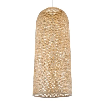 Boho κρεμαστό φωτιστικό με πλέγμα μονόφωτο 1 x E27 IP20 μπεζ ξύλο Μ40 x Π40 x Υ90cm GloboStar® CALERO 01712 Boho Κρεμαστό Φωτιστικό Πλέγμα Μονόφωτο 1 x E27 IP20 Μπεζ Ξύλο - Μ40 x Π40 x Υ90cm
