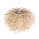 GloboStar® MINORCA 01729 Boho Κρεμαστό Φωτιστικό Ανάρτηση Μονόφωτο 1 x E27 IP20 Μπεζ Ξύλο - Μ30 x Π30 x Υ18cm