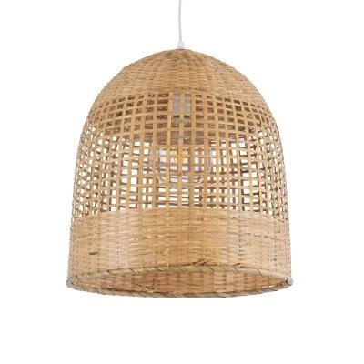 Κρεμαστό φωτιστικό Boho BORA-BORA 1 x E27 AC 220-240V μπεζ με υφασμάτινο καπέλο φυσικού σχεδιασμού Μ45 x Π45 x Υ44