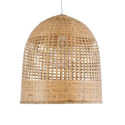 Κρεμαστό φωτιστικό Boho BORA-BORA 1 x E27 AC 220-240V μπεζ με υφασμάτινο καπέλο φυσικού σχεδιασμού Μ45 x Π45 x Υ44