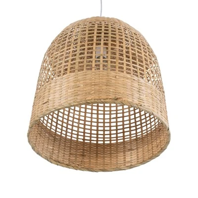 Κρεμαστό φωτιστικό Boho BORA-BORA 1 x E27 AC 220-240V μπεζ με υφασμάτινο καπέλο φυσικού σχεδιασμού Μ45 x Π45 x Υ44