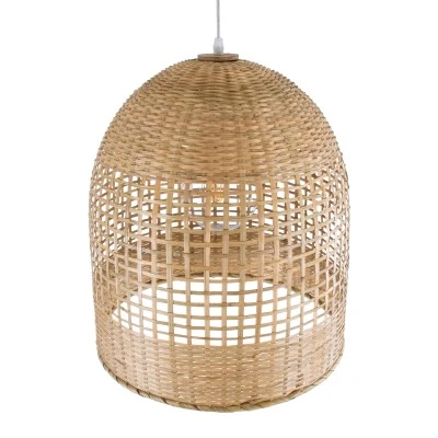 Κρεμαστό φωτιστικό Boho BORA-BORA 1 x E27 AC 220-240V μπεζ με υφασμάτινο καπέλο φυσικού σχεδιασμού Μ45 x Π45 x Υ44