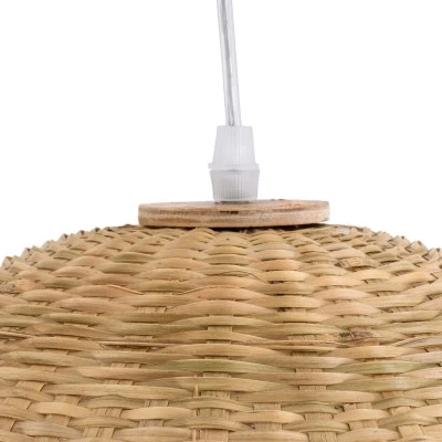 Κρεμαστό φωτιστικό Boho BORA-BORA 1 x E27 AC 220-240V μπεζ με υφασμάτινο καπέλο φυσικού σχεδιασμού Μ45 x Π45 x Υ44