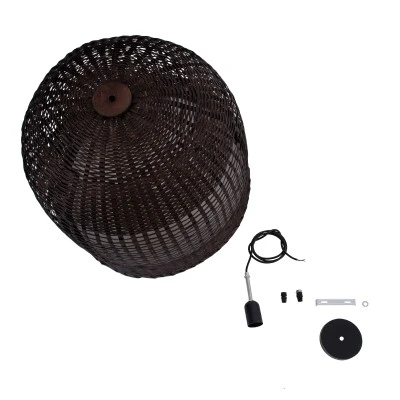 Boho Κρεμαστό Φωτιστικό Οροφής με Ντουί 1 x E27 AC 220-240V IP20 - Καφέ - Μ42 x Π42 x Y44cm GloboStar® BORA-BORA 01736 Boho Κρεμαστό Φωτιστικό Καμπάνα Μονόφωτο 1 x E27 IP20 Καφέ Ξύλο - Μ42 x Π42 x Y44cm