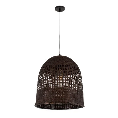 Boho Κρεμαστό Φωτιστικό Οροφής με Ντουί 1 x E27 AC 220-240V IP20 - Καφέ - Μ42 x Π42 x Y44cm GloboStar® BORA-BORA 01736 Boho Κρεμαστό Φωτιστικό Καμπάνα Μονόφωτο 1 x E27 IP20 Καφέ Ξύλο - Μ42 x Π42 x Y44cm