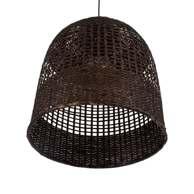 Boho Κρεμαστό Φωτιστικό Οροφής με Ντουί 1 x E27 AC 220-240V IP20 - Καφέ - Μ42 x Π42 x Y44cm GloboStar® BORA-BORA 01736 Boho Κρεμαστό Φωτιστικό Καμπάνα Μονόφωτο 1 x E27 IP20 Καφέ Ξύλο - Μ42 x Π42 x Y44cm