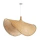GloboStar® CUBA 01769 Boho Κρεμαστό Φωτιστικό Ανάρτηση Μονόφωτο 1 x E27 IP20 Μπεζ Ξύλο - Μ100 x Π100 x Υ55cm