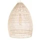 GloboStar® MALIBU 01811 Boho Κρεμαστό Φωτιστικό Καμπάνα Μονόφωτο 1 x E27 IP20 Μπεζ Ξύλο - Μ76 x Π76 x Υ100cm