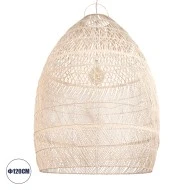 BOHO Κρεμαστό Φωτιστικό MALIBU Μονόφωτο 1 x E27 Μπεζ Μπαμπού Καμπάνα Φ120 x Υ156cm