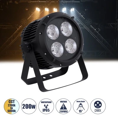 Επαγγελματική κεφαλή PAR DMX512 220VAC 200W SPOT 15° OSRAM LED CCT επιλογής απόχρωσης φωτός IP65 GloboStar® 51119 TYPHON Επαγγελματική Κεφαλή PAR DMX512 200W AC 220V-240V - SPOT - 15° OSRAM LED Αδιάβροχη IP65 - CCT Θερμό Λευκό 2700K - Φυσικό Λευκό 4500K - Ψυχρό Λευκό 6000K - Μαύρο - L23.2 x W22 x H33cm