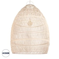 BOHO Κρεμαστό Φωτιστικό MALIBU Μονόφωτο 1 x E27 Μπεζ Μπαμπού Καμπάνα Φ120 x Υ156cm