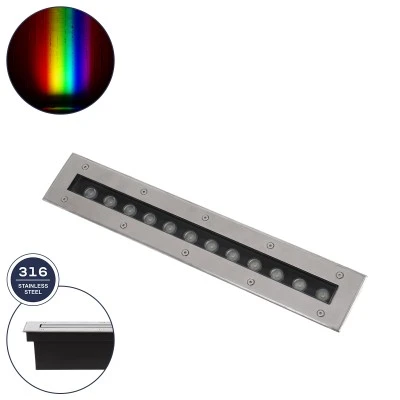Φωτιστικό UNDERGROUND-REMVI χωνευτό Wall Washer δαπέδου LED 12W RGBW 1020lm 10° DC 24V αδιάβροχο IP68 L50 x W9 x H7.2cm GLOBOSTAR® UNDERGROUND-REMVI 90193 Χωνευτή Μπάρα Φωτισμού Wall Washer LED 12W 1020lm 10° DC 24V Αδιάβροχο IP68 RGBW Dimmable DMX512 - Ανοξείδωτο Ατσάλι 304 - Μ50 x Π9 x Υ7.2cm / Q48.5 x 7.5cm - 3 Χρόνια Εγγύηση