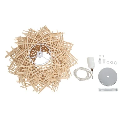 Κρεμαστό φωτιστικό Boho MINORCA 1 x E27 AC 220-240V μπεζ με υφασμάτινο καπέλο φυσικού σχεδιασμού Μ35 x Π35 x Υ23