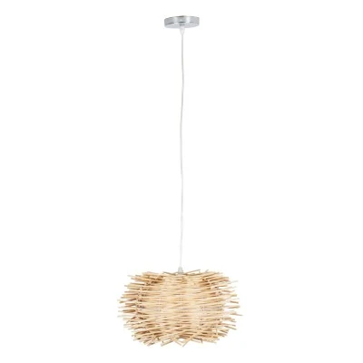 Κρεμαστό φωτιστικό Boho MINORCA 1 x E27 AC 220-240V μπεζ με υφασμάτινο καπέλο φυσικού σχεδιασμού Μ35 x Π35 x Υ23