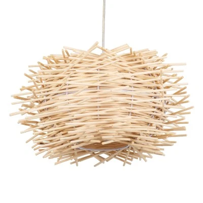 Κρεμαστό φωτιστικό Boho MINORCA 1 x E27 AC 220-240V μπεζ με υφασμάτινο καπέλο φυσικού σχεδιασμού Μ35 x Π35 x Υ23