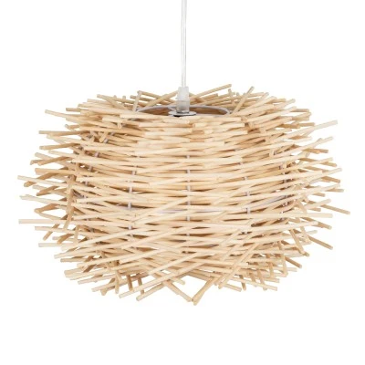 Κρεμαστό φωτιστικό Boho MINORCA 1 x E27 AC 220-240V μπεζ με υφασμάτινο καπέλο φυσικού σχεδιασμού Μ35 x Π35 x Υ23